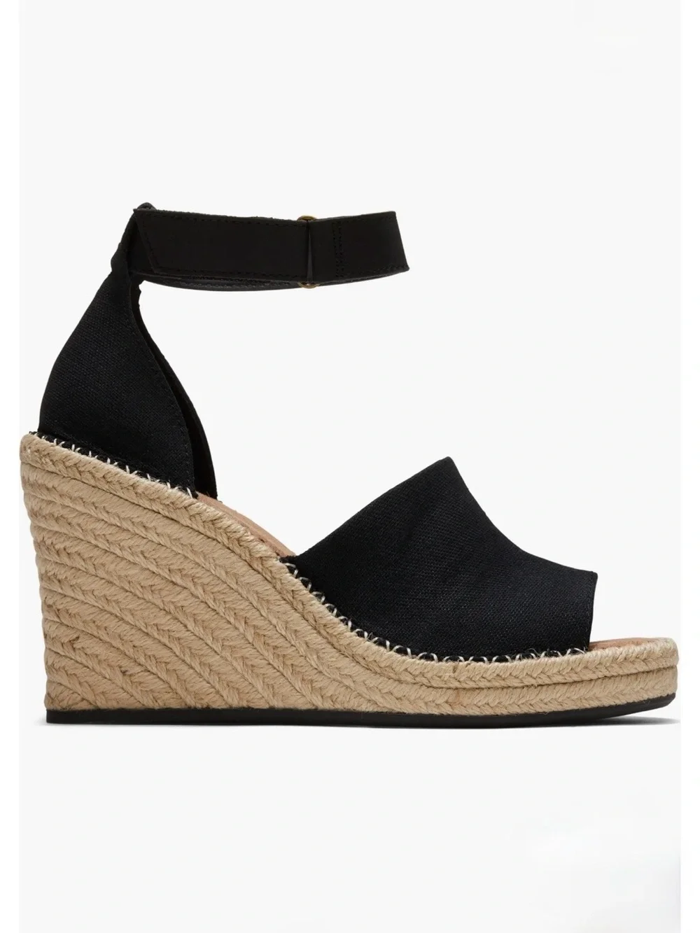 Toms Marisol Espadrille Wedge Oxford Black Comfort Sandals Size: 8